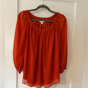 LC Lauren Conrad Boho Peasant Blouse Rust Orange NWOT